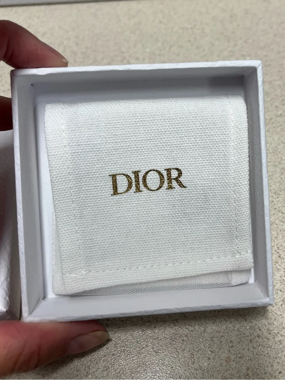 Authentic Dior White Box with Gold Accents - Jewelry Box With Dust Bag.